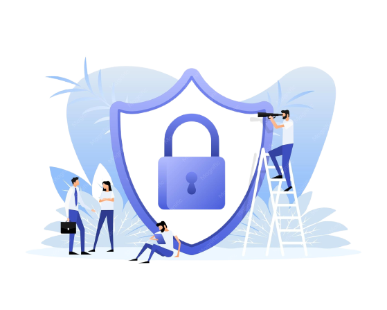 Secure Web Deployment — shield with lock and team
